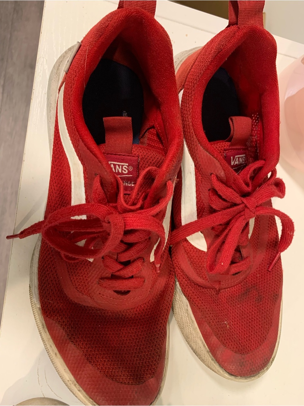 Vans Red Low-Top Sneakers with White Side Stripe